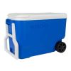 38 QT. Hard-Sided Ice Chest Cooler with Wheels, Blue